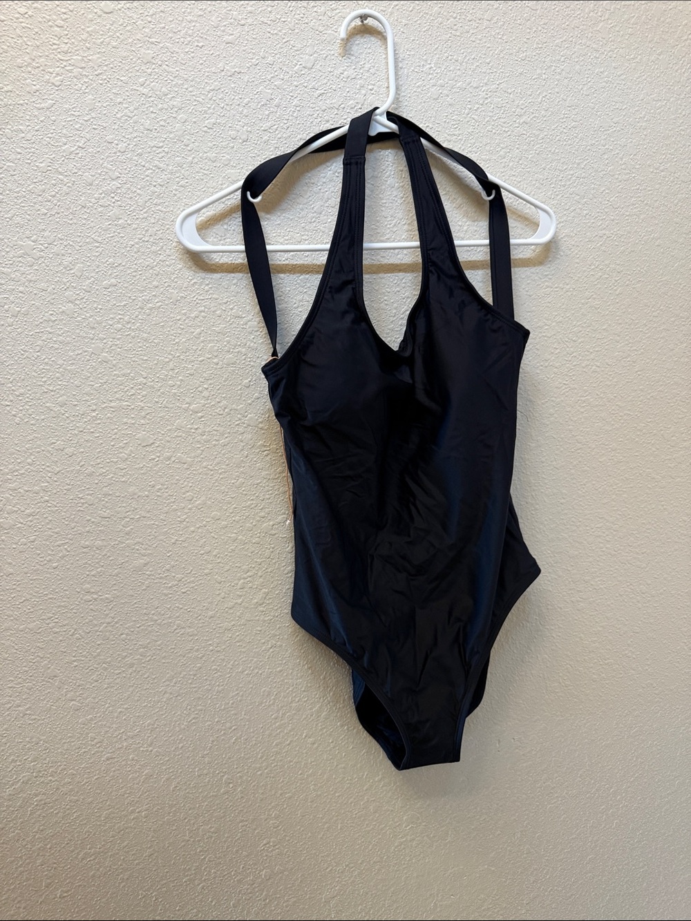 Quince Black One-Piece Halter Swim Suit